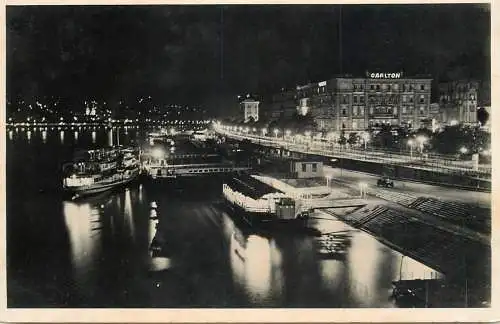 Hungary Budapest Slup-ports & Danubian Hotels night view