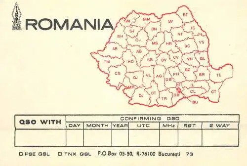 Romania map QSL radio