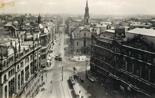 Hungary Budapest Kossuth Lajos street aerial view with tramway