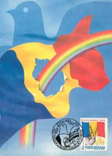 Alianta pentru pace din Romania - Desen: N. Nobilescu 1990 maxi card