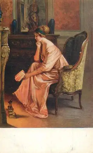 Fine art postcard painting L. Barbut Davray Traumerei