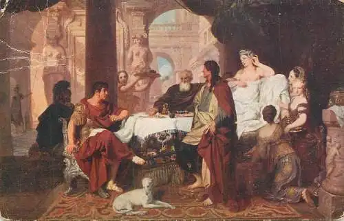 Fine art postcard painting G. Lairesse Antonius with Cleopatra