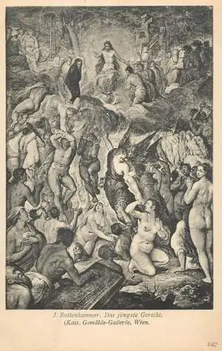 Fine art postcard painting J. Rottenhammer das jungste Gericht