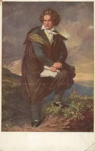 Postcard illustrators painting 1947 elegant man scholar
