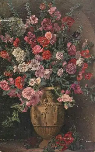 Postcard illustrators painting Prof. Gabriel Schachinger Malven