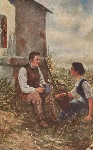 Postcard illustrators painting R. De Witt Plauderei