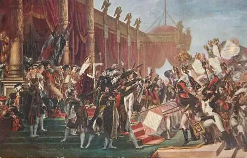 Postcard illustrators painting Versailles David Napoleon donne Aigles a i'Armee