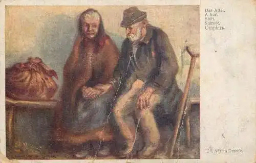 Postcard rillustrators painting Adrian Dussek das alter