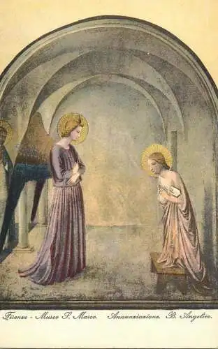 Postcard religious card Florence San Marco museum Annunzioazione B. Angelico