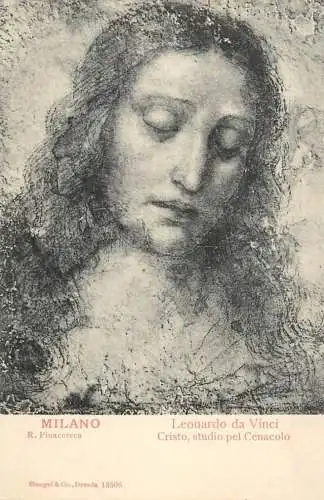 Postcard religious card Milano R. Pinacoteca Leonardo da Vinci Cristo