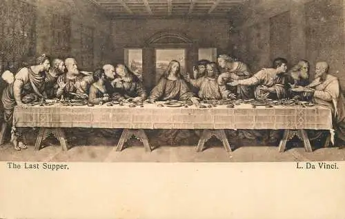 Postcard religious card Leonardo da Vinci the last supper