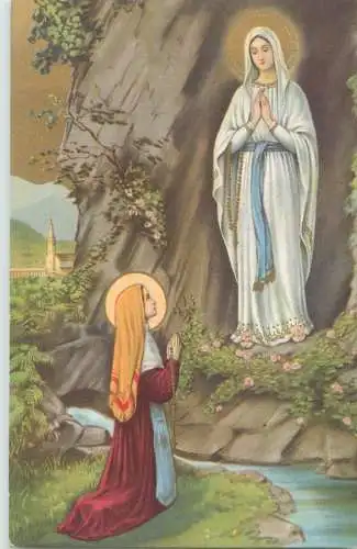 Postcard religious card nun in pray rozarie Saint