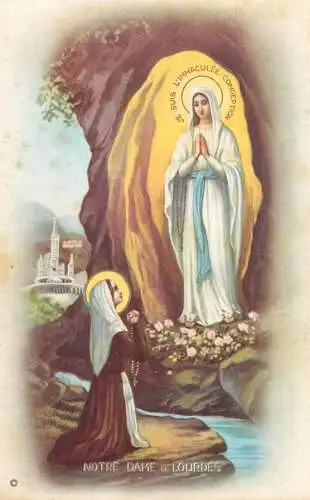 Postcard religious card Notre Dame de Lourdes