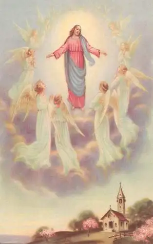 Postcard religious card Jesus and angels
