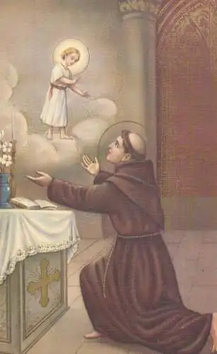 Postcard religious card monk and Holy Child