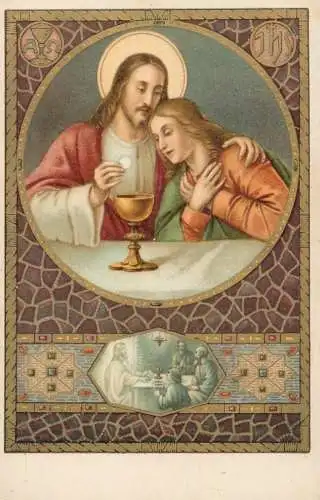 Postcard religious card Christianity Holy family