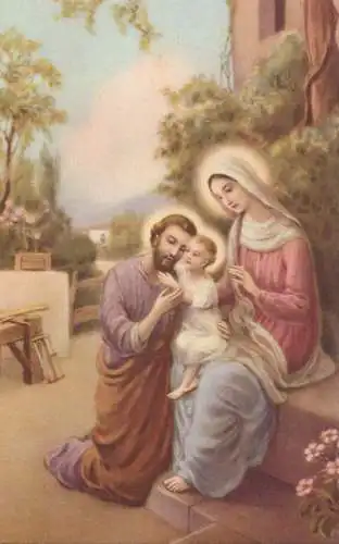 Postcard religious card Christianity Holy family