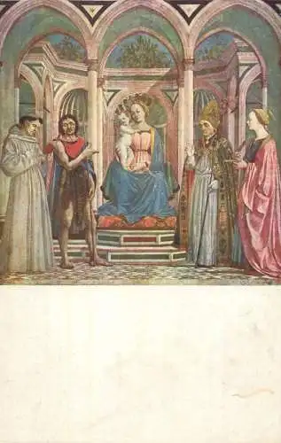 Postcard religious card Domenico Veneziano la vergine col figlio e Santi