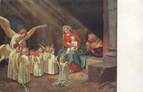Postcard religious card M.G. Rossmann gaudet chorus coelestium