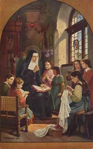 Postcard religious card O. Volkel S. Angela Merici