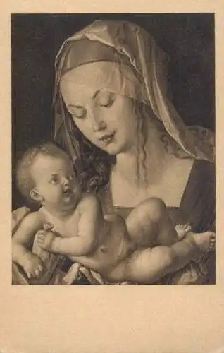 Postcard religious card Christianity A. Durer Madonna with the child