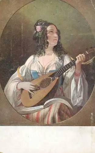 Postcard Illustrators painting F. Amerling Lautenschlagerin