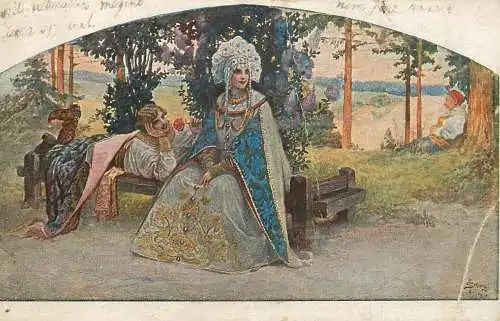 Postcard Illustrators painting S.Solomke Der Schmeichler flatterer