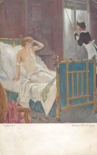 Postcard Illustrators painting Tagwache Robert Schiff