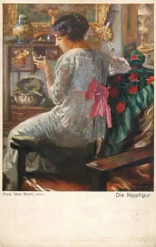 Postcard Illustrators painting Ferd. Max Bredt Die Nippfigur