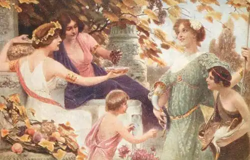 Postcard Illustrators painting H. Schrarn automne