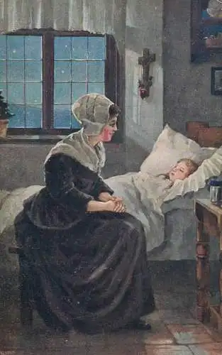 Postcard Illustrators painting Cermak mother love