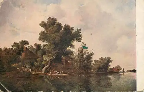Postcard Illustrators painting Ruysdaer landscape