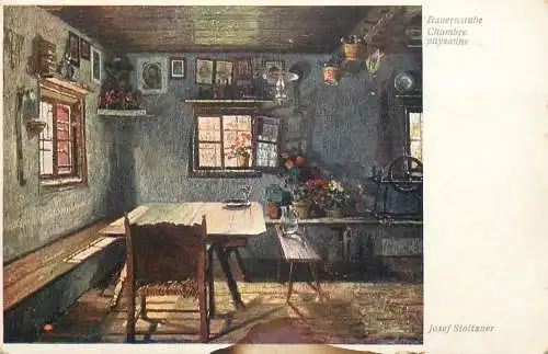 Postcard Illustrators painting A.d. Goltz ad-artemJosef Stoitzner chambre paysanne