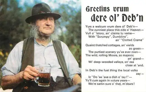 Postcard Wales traditional welsh costumes greetins vrum dere ol'Deb'n