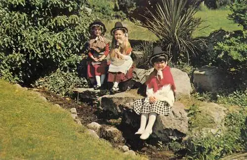 Postcard traditional costumes Welsh Wales children