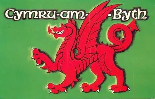 Postcard coat of arms flag Cymru am Byth