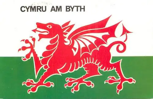 Postcard coat of arms flag Cymru am Byth