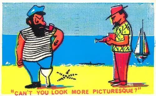 Postcard comic can't you look more picturesque one leg