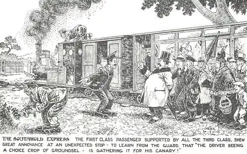 Postcard advertising The Southwold Express etch