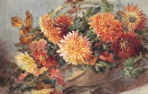 Postcard flower painting His Majesty the King George VI