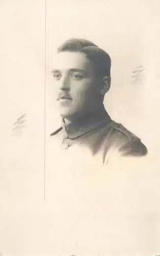 Photograph social history elegant young man 1914 soldier moustache