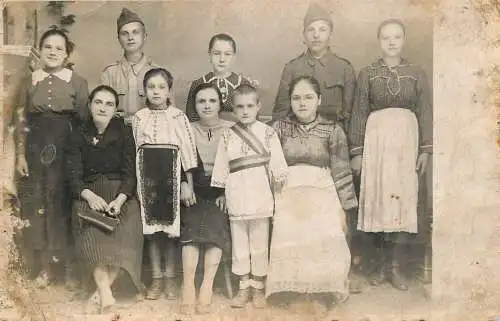 Photograph social history children 1942 group photo soldier uniform