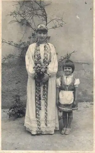 Photograph social history woman traditional costume and daughter