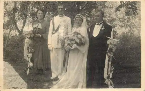Photograph social history family wedding bride groom navy officer uniform