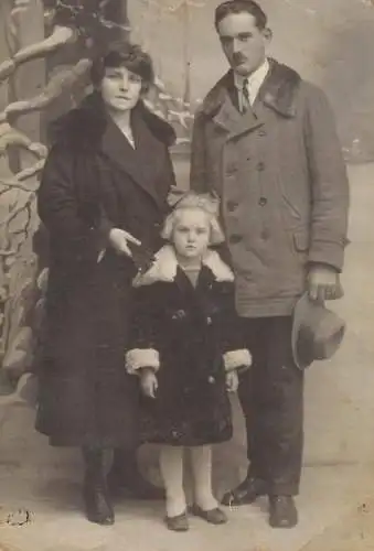 Photograph social history family elegance winter fur coat girl