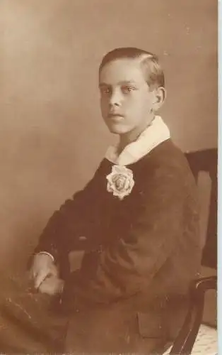 Photograph social history boy elegance rose flower haircut