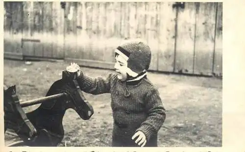 Photograph social history baby bebe beauty smile toy horse