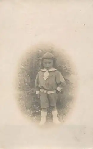 Photograph social history girl navy outfit haircut
