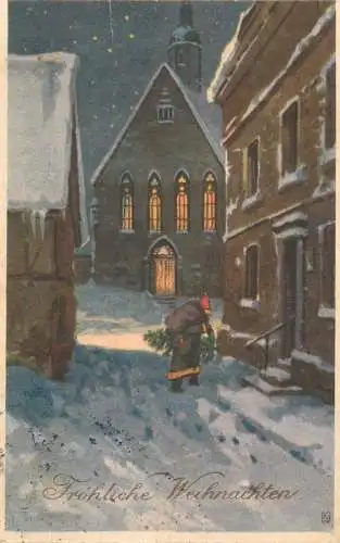Greetings fantasy postcard holiday Christmas landscape Frohliche Weihnachten