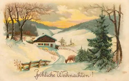 Greetings fantasy postcard holiday Christmas landscape Frohliche Weihnachten